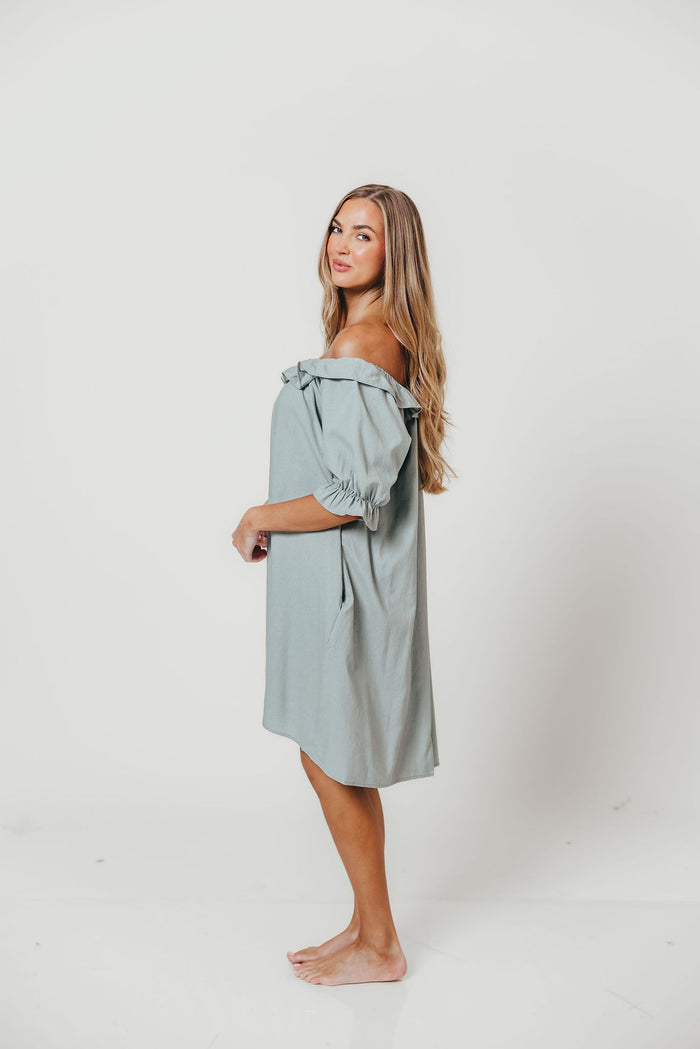 Betty Mini Dress in Sage - Bump Friendly
