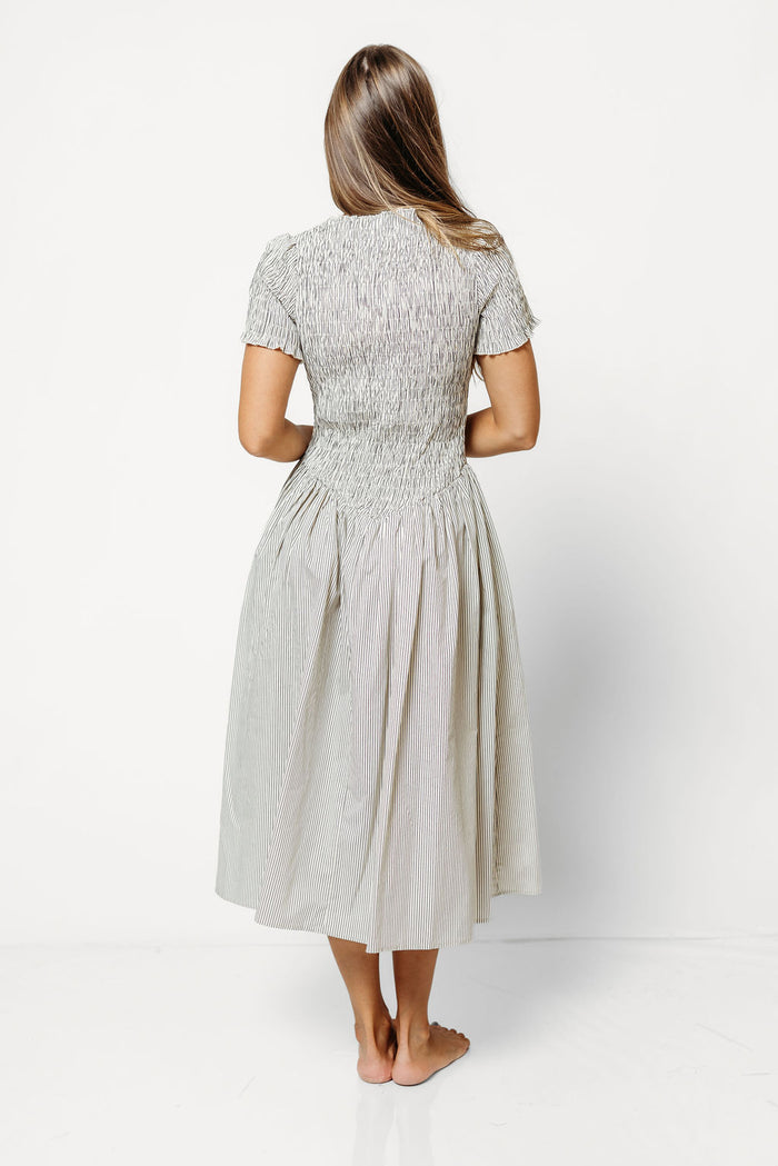 Bianca Striped Midi Dress in Cream