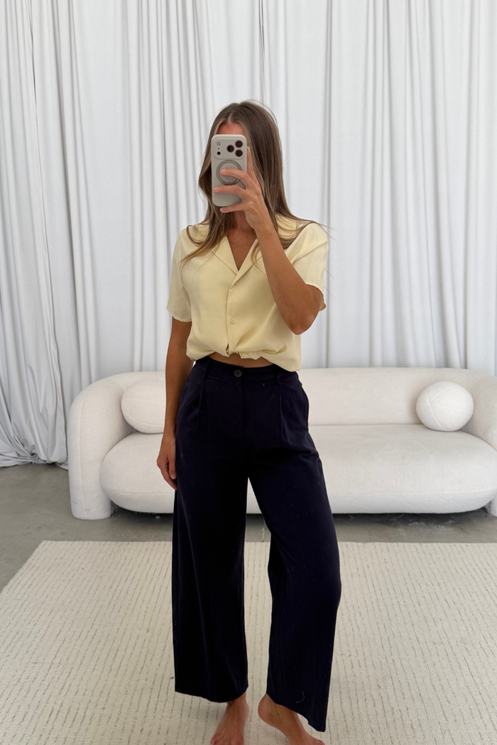 Birdie Front Tie Blouse in Light Yellow *Final Sale*