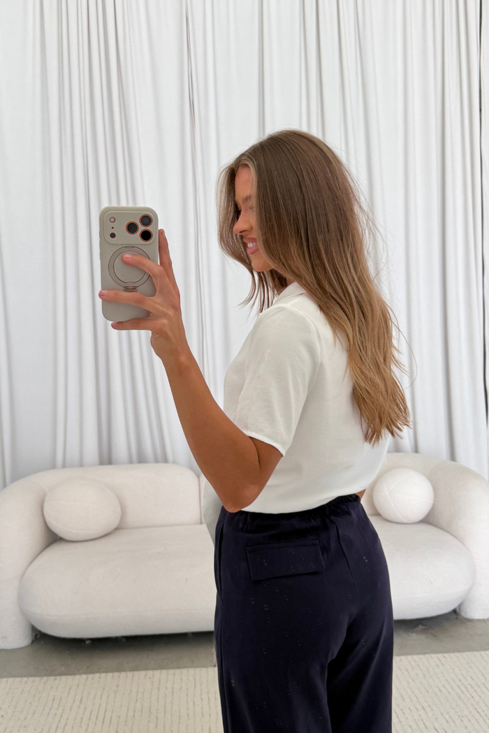 Birdie Front Tie Blouse in White