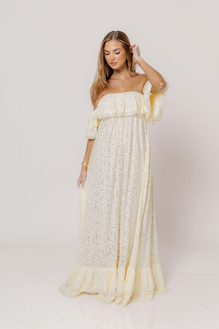 Blakely Maxi Dress in Cream- Bump Friendly
