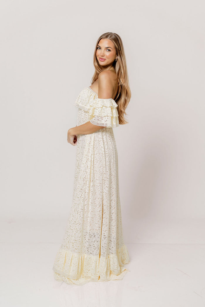 Blakely Maxi Dress in Cream- Bump Friendly