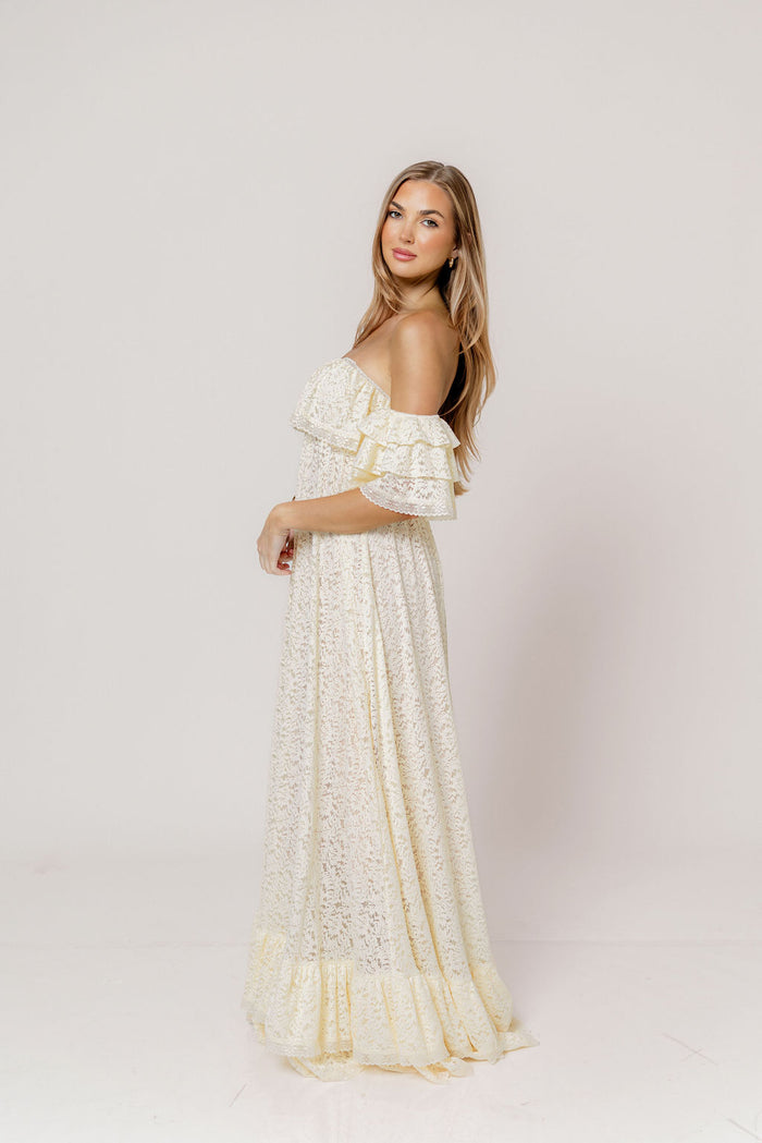 Blakely Maxi Dress in Cream- Bump Friendly