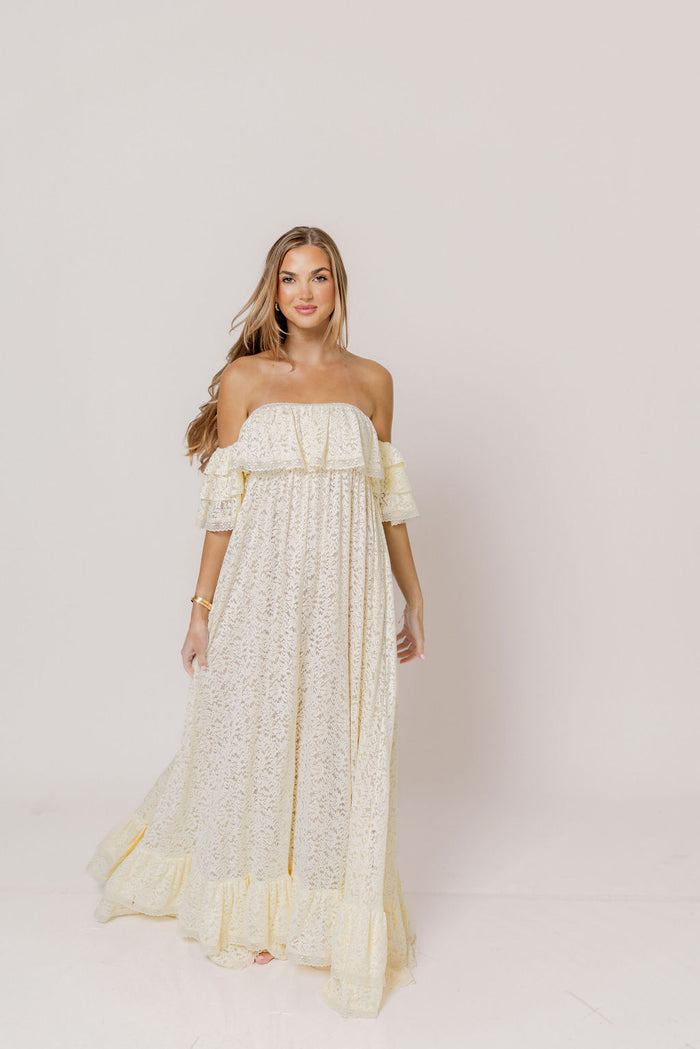 Blakely Maxi Dress in Cream- Bump Friendly