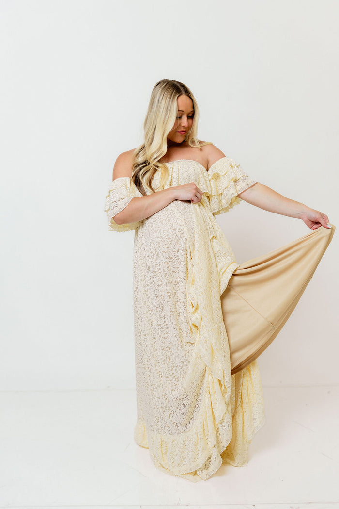 Blakely Maxi Dress in Light Yellow - Bump Friendly
