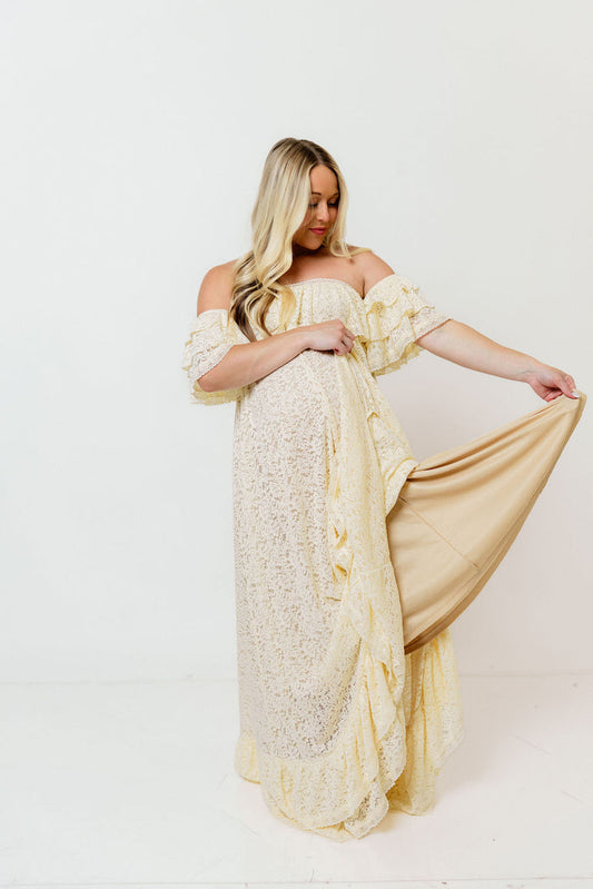 Blakely Maxi Dress in Light Yellow - Bump Friendly