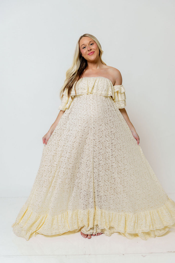 Blakely Maxi Dress in Light Yellow - Bump Friendly