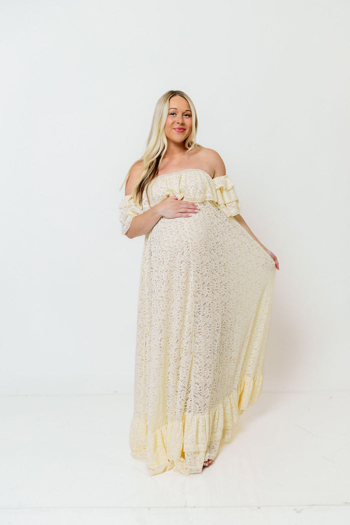 Blakely Maxi Dress in Light Yellow - Bump Friendly