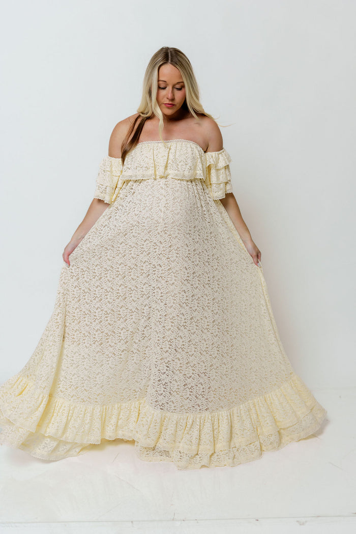 Blakely Maxi Dress in Light Yellow - Bump Friendly