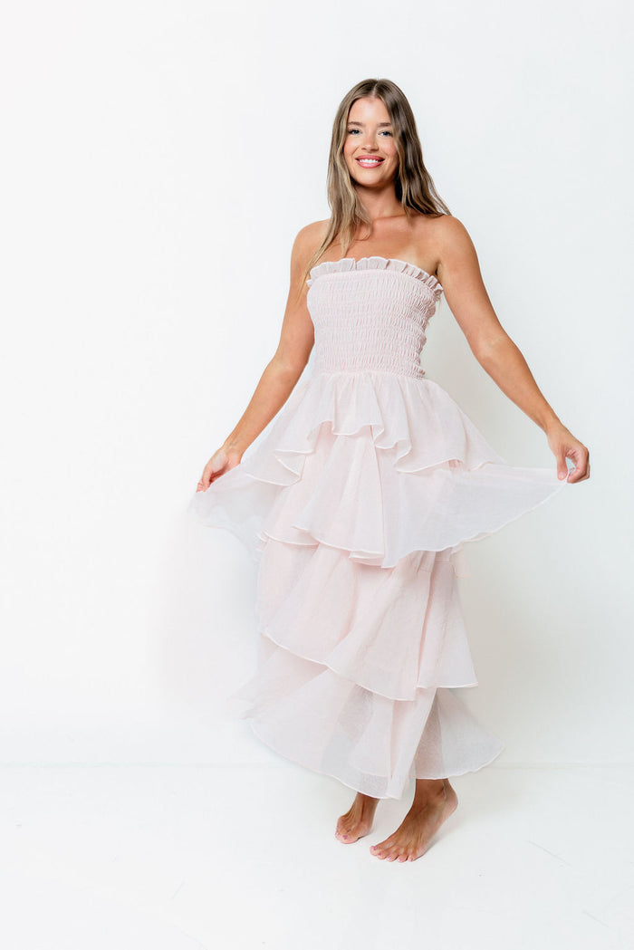 Blossom Layered Maxi Dress in Baby Pink