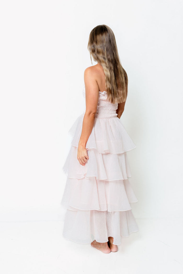 Blossom Layered Maxi Dress in Baby Pink
