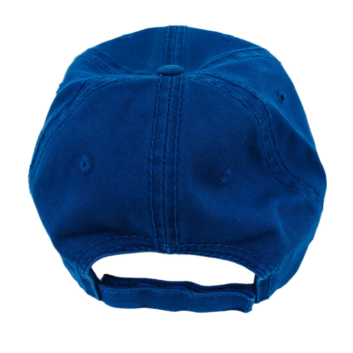 Blue/Yellow Viking ship on royal blue baseball cap