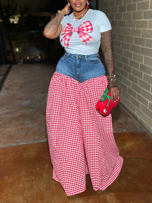 Bowknot Tee & Combo Pants Set--Clearance