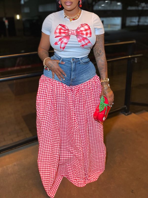 Bowknot Tee & Combo Pants Set--Clearance