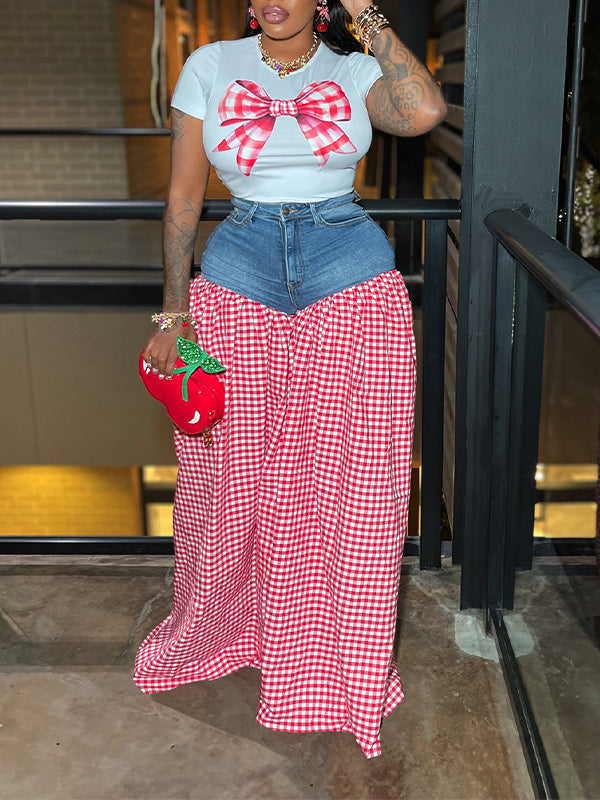 Bowknot Tee & Combo Pants Set--Clearance