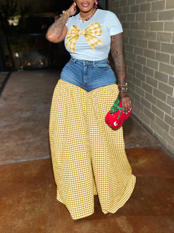 Bowknot Tee & Combo Pants Set--Clearance