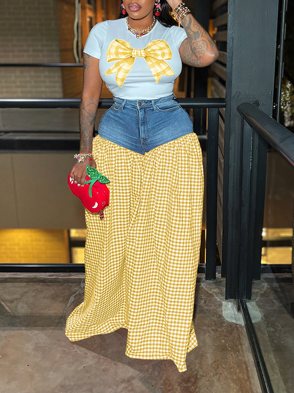 Bowknot Tee & Combo Pants Set--Clearance
