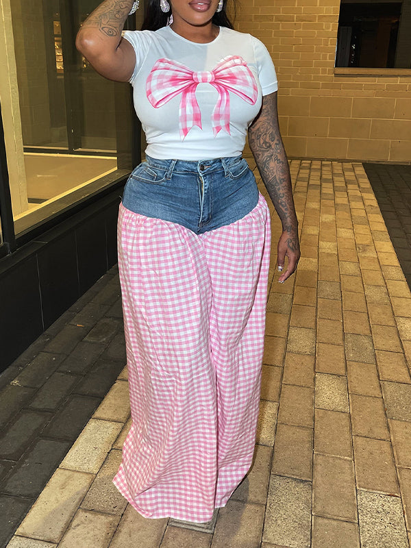 Bowknot Tee & Combo Pants Set--Clearance