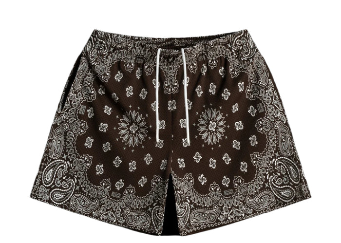 Bravest Screenprinted Paisley Two-Tone Brown Shorts