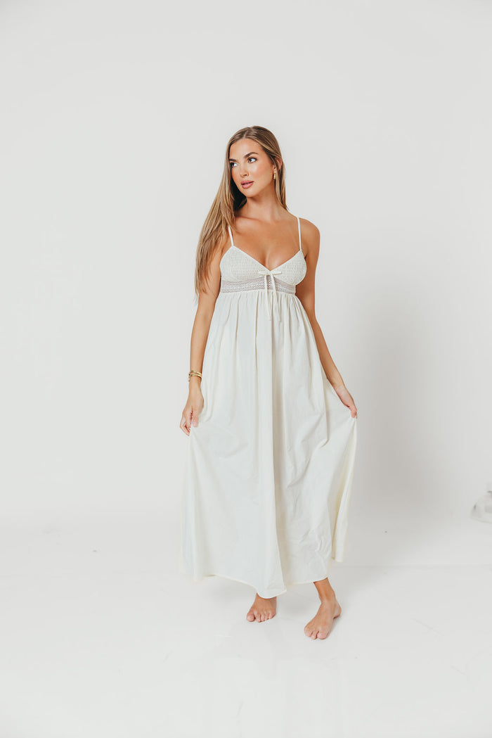 Brea Poplin Midi Dress in Ivory