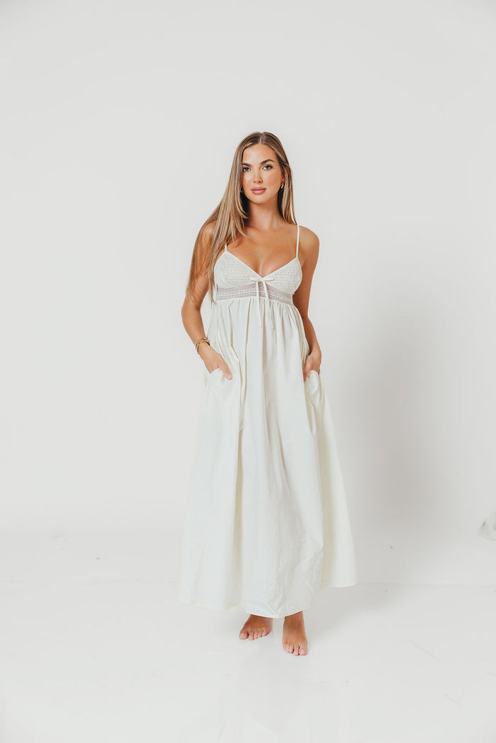 Brea Poplin Midi Dress in Ivory