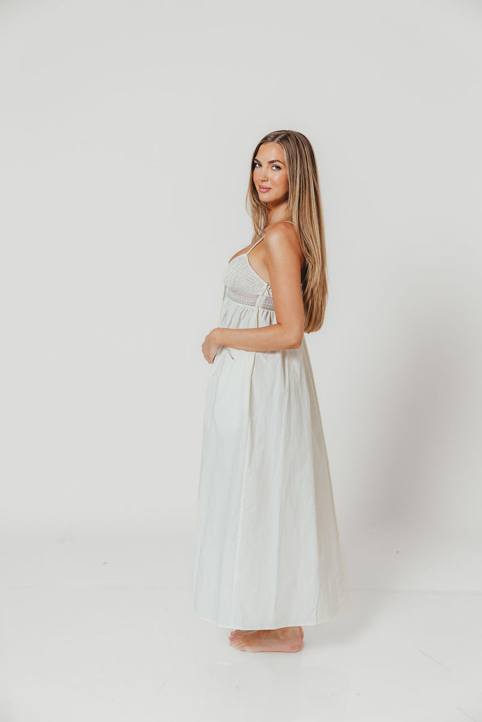 Brea Poplin Midi Dress in Ivory