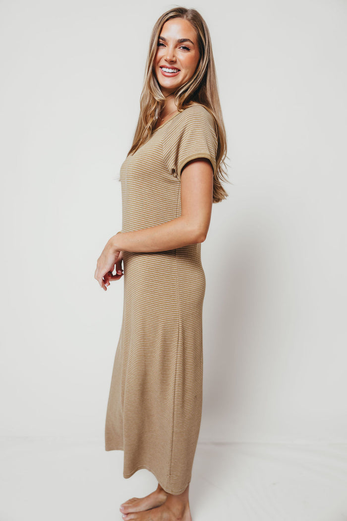 Britney Midi Dress in Khaki/Taupe