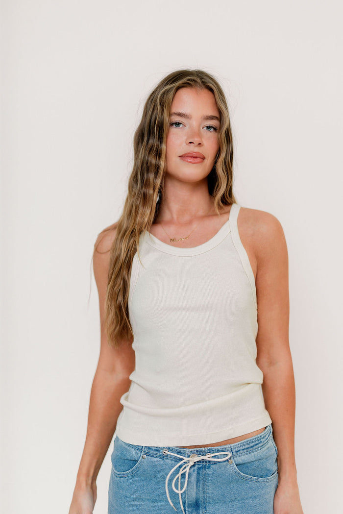 Brooklynn 100% Organic Cotton Tank in Cream