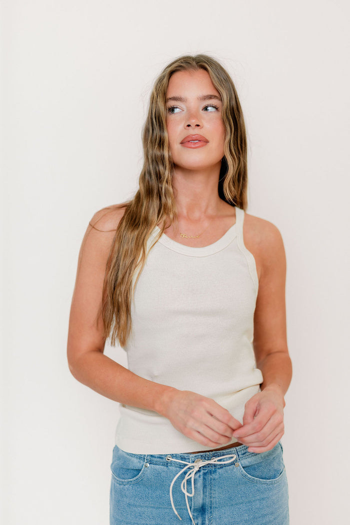 Brooklynn 100% Organic Cotton Tank in Cream