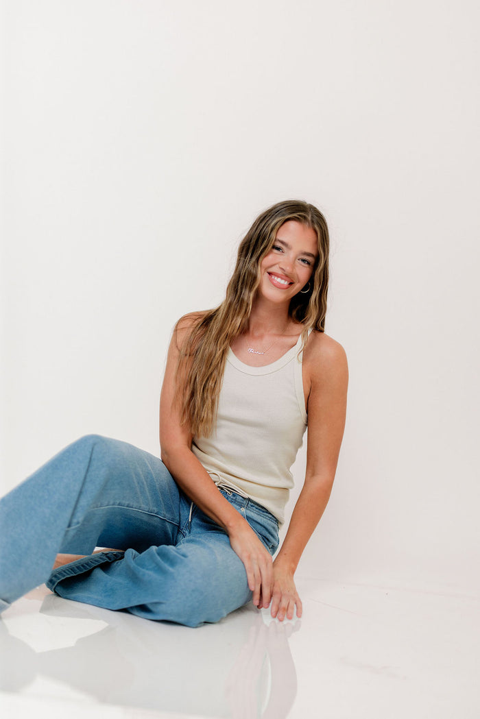 Brooklynn 100% Organic Cotton Tank in Cream
