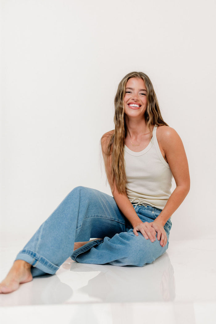 Brooklynn 100% Organic Cotton Tank in Cream