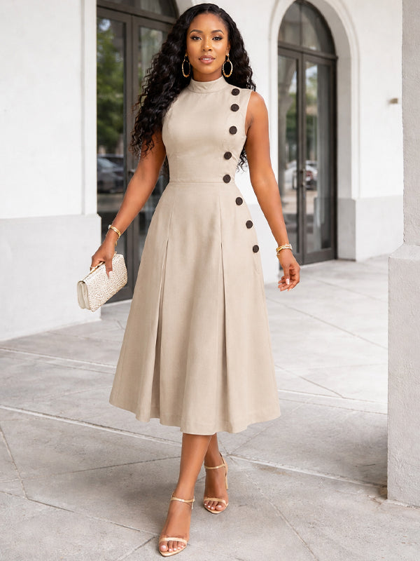Button Sleeveless Dress
