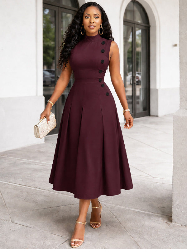 Button Sleeveless Dress