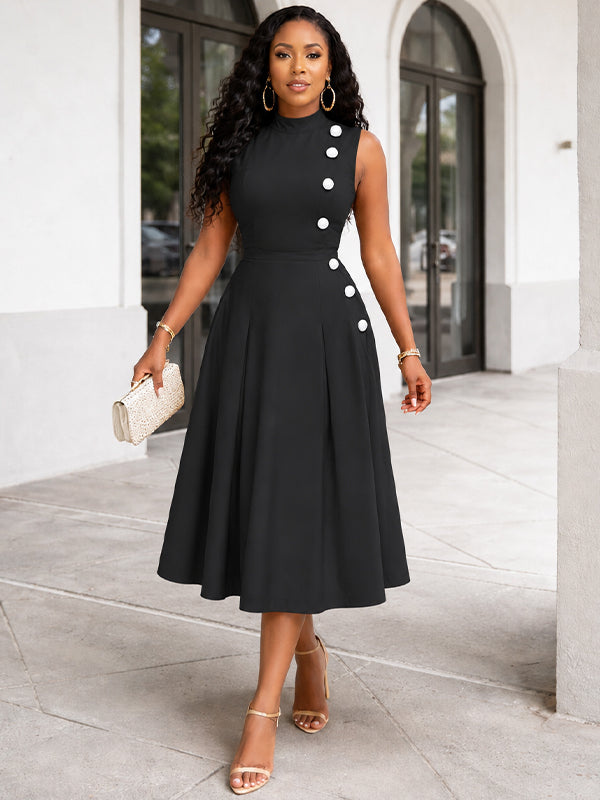 Button Sleeveless Dress