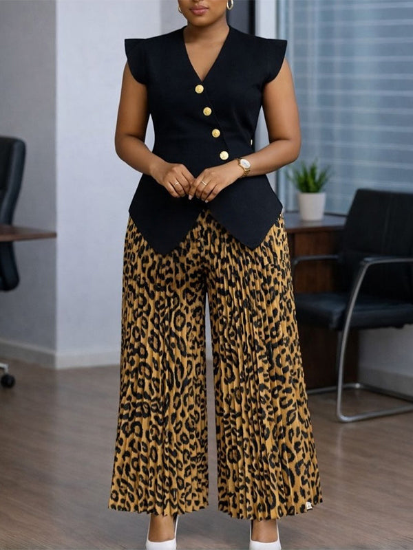 Button Vest & Pleated Pants Set