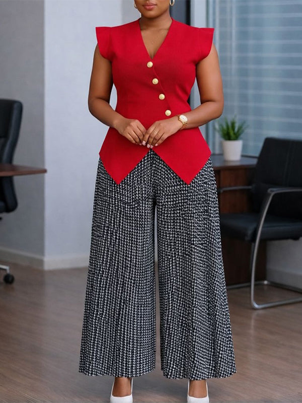 Button Vest & Pleated Pants Set
