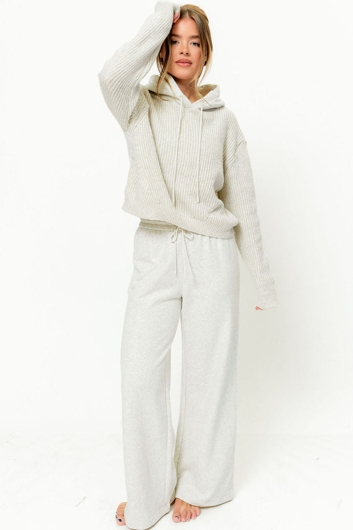 Caelynn Mixed Media Hoodie and Pants Set in Oatmeal
