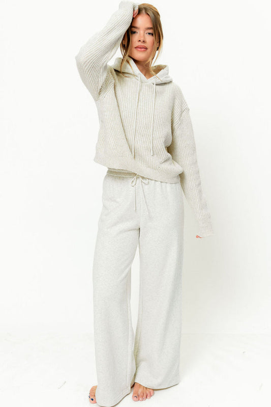 Caelynn Mixed Media Hoodie and Pants Set in Oatmeal