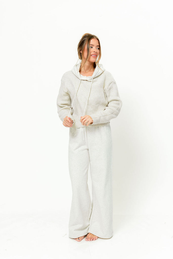 Caelynn Mixed Media Hoodie and Pants Set in Oatmeal