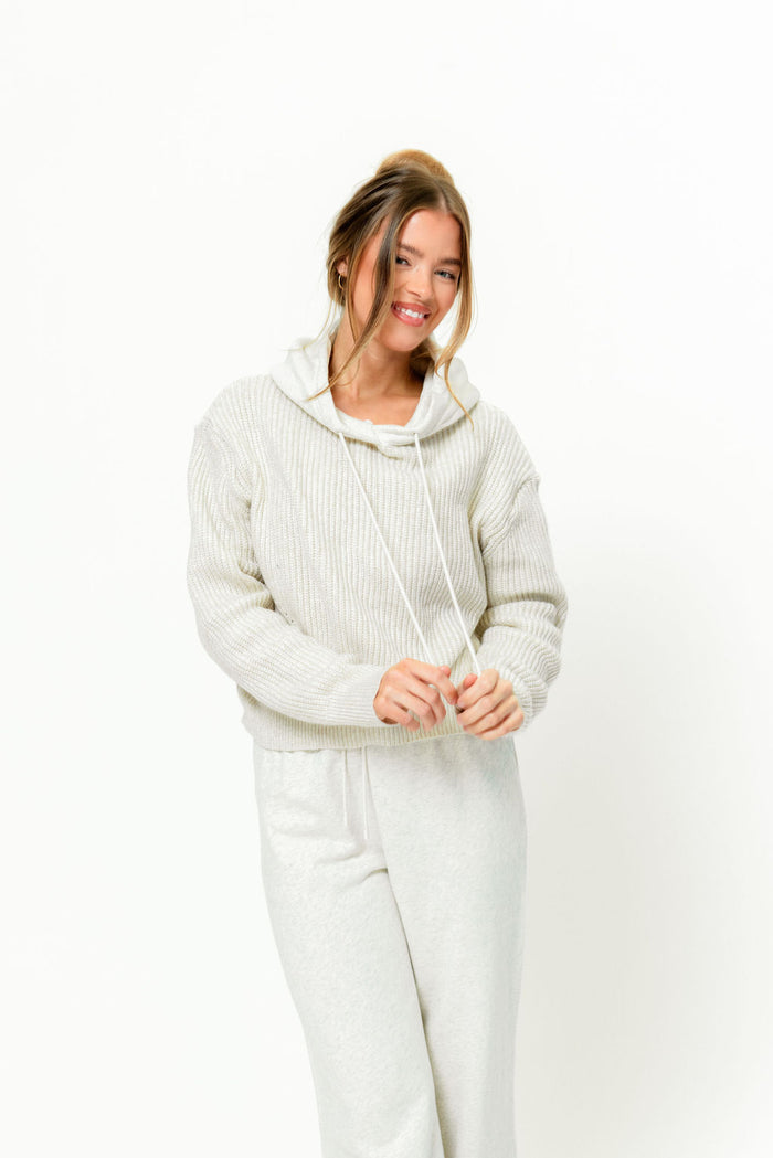 Caelynn Mixed Media Hoodie and Pants Set in Oatmeal