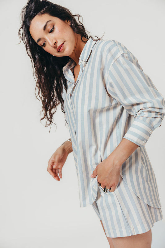 Callahan Striped Shorts in Dusty Blue