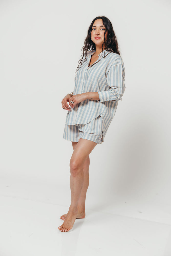 Callahan Striped Shorts in Dusty Blue