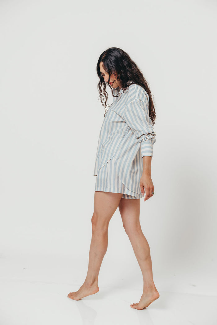 Callahan Striped Shorts in Dusty Blue