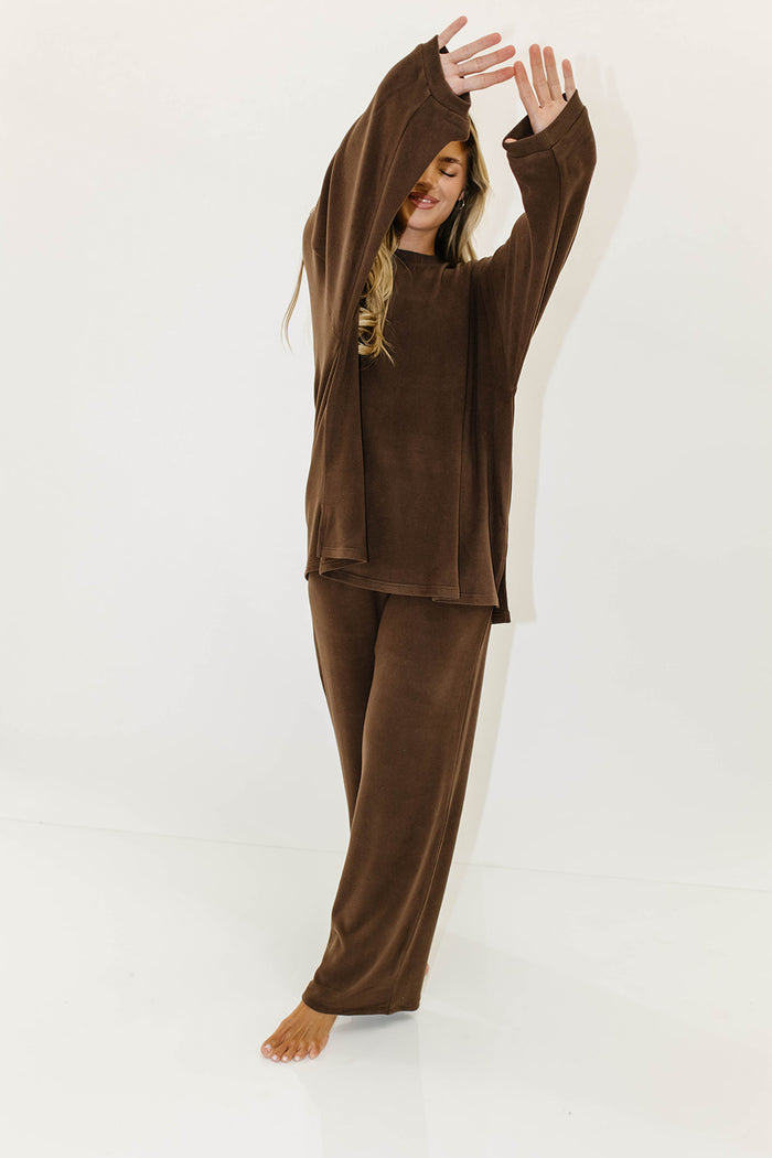 Campbell Fleece Lounge Pants in Chestnut