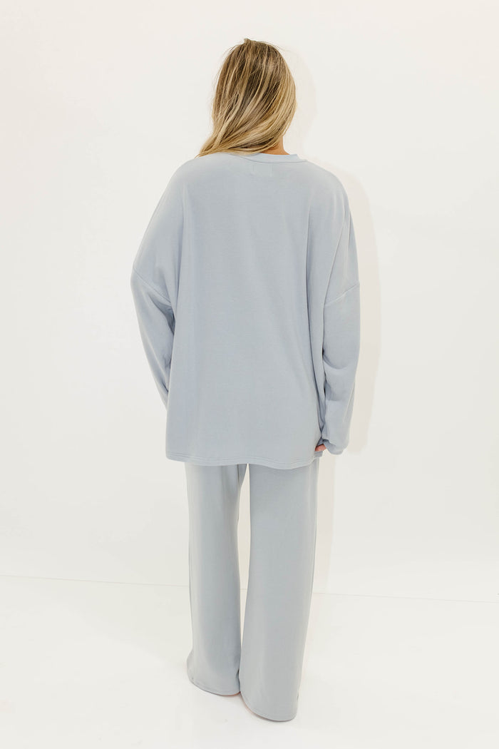 Campbell Fleece Lounge Pants in Dusty Blue