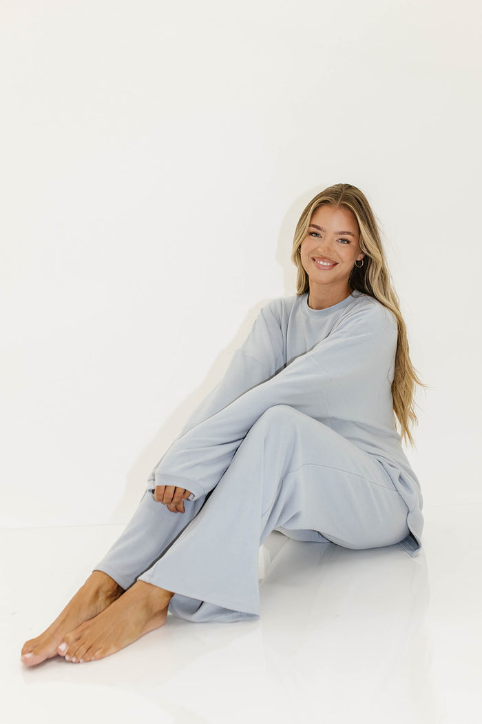 Campbell Fleece Lounge Pants in Dusty Blue