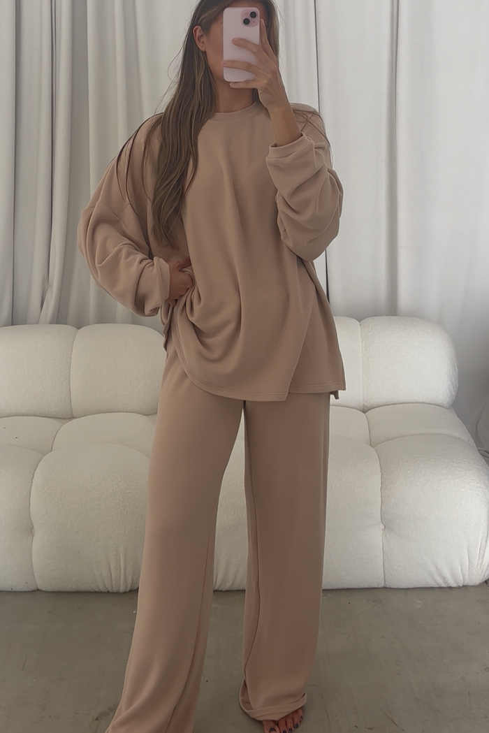 Campbell Fleece Lounge Pants in Dusty Blush