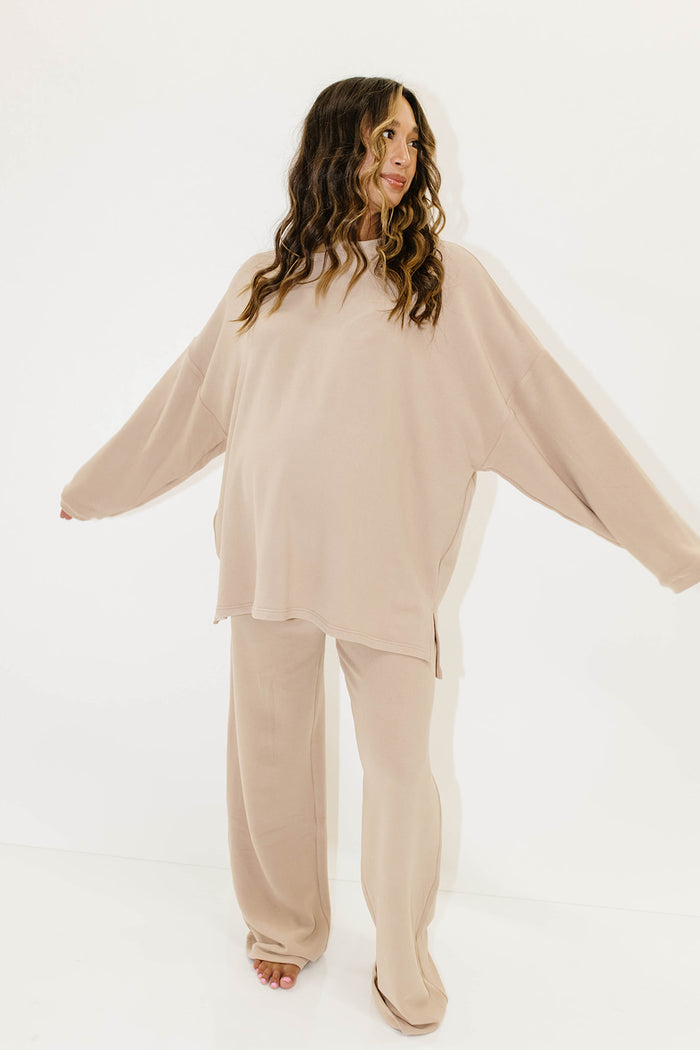 Campbell Fleece Lounge Pants in Dusty Blush