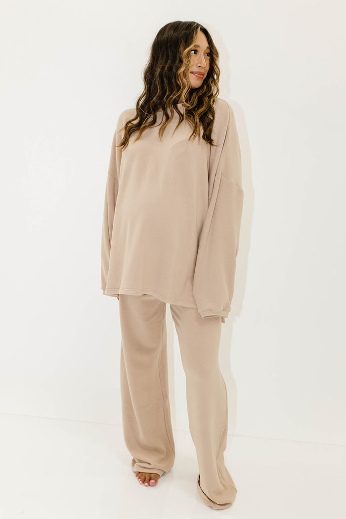 Campbell Fleece Lounge Pants in Dusty Blush