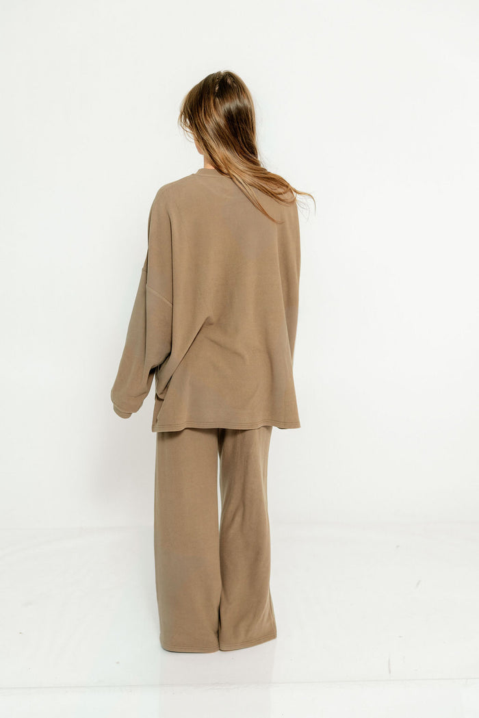 Campbell Fleece Lounge Pants in Olive Brown